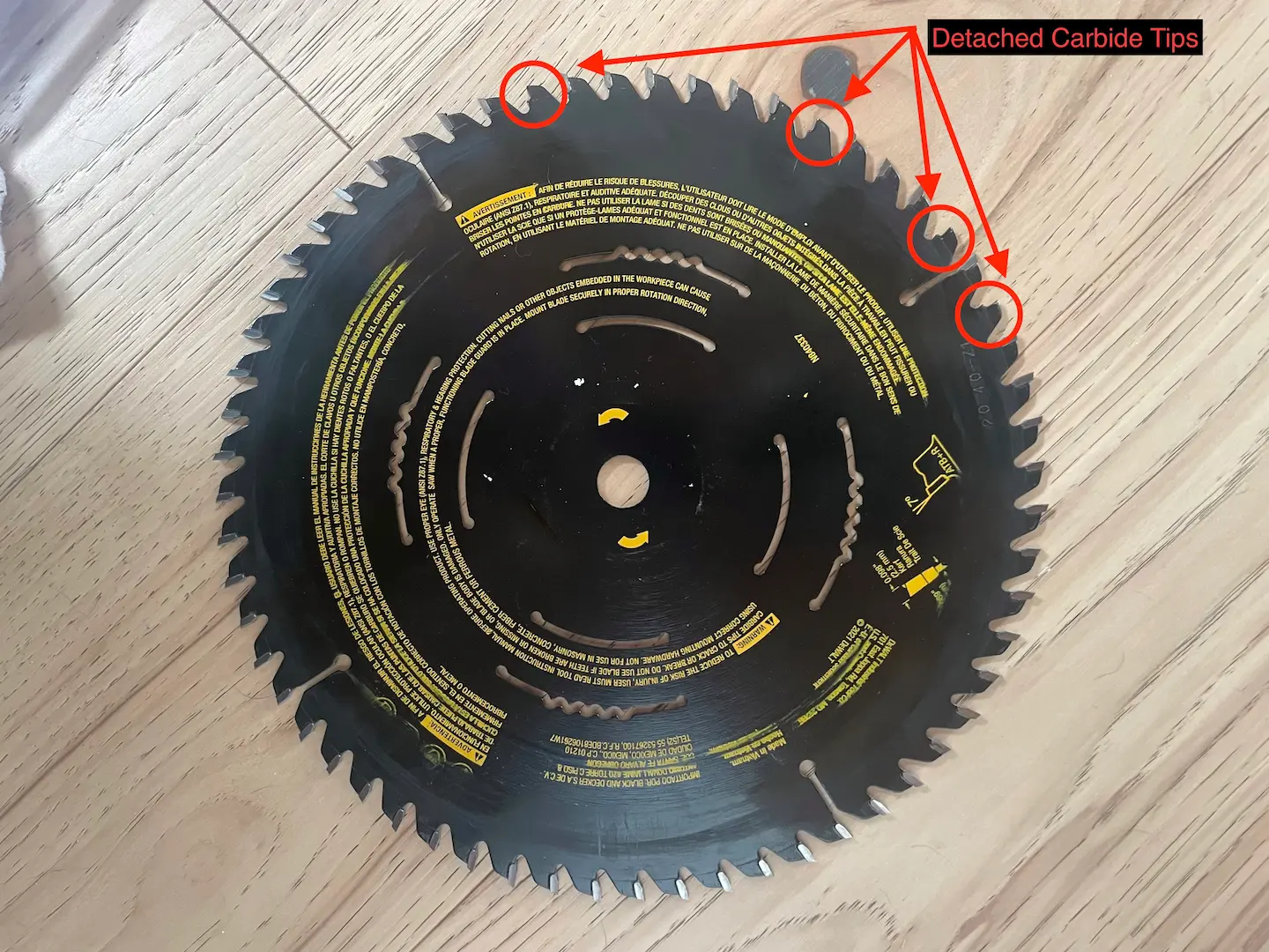 Carbide Tooth/Tip Detachment