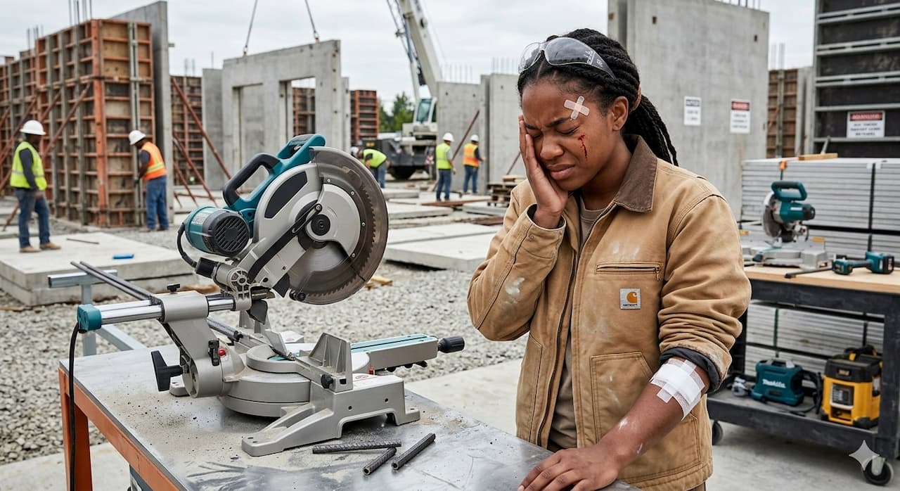 eye injury from defective saw blade