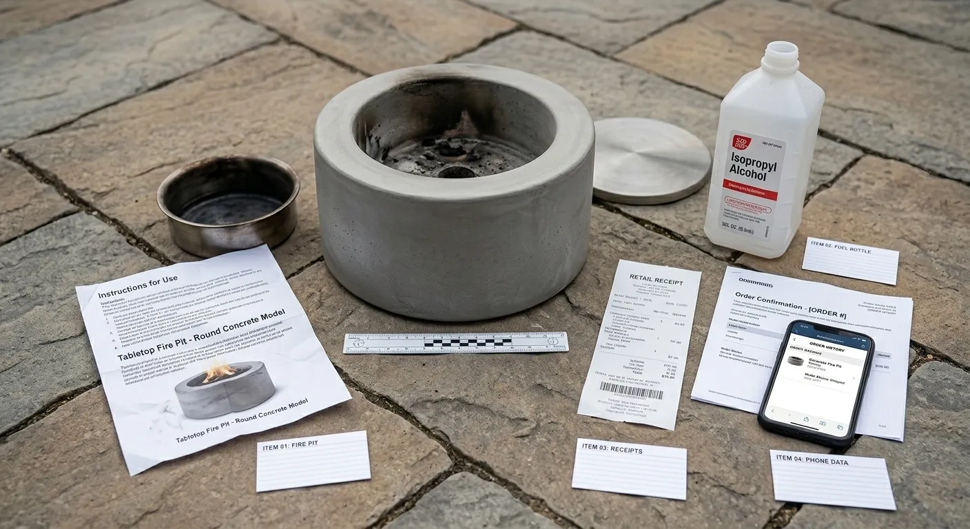 fire pit and table injury evidence to preserve