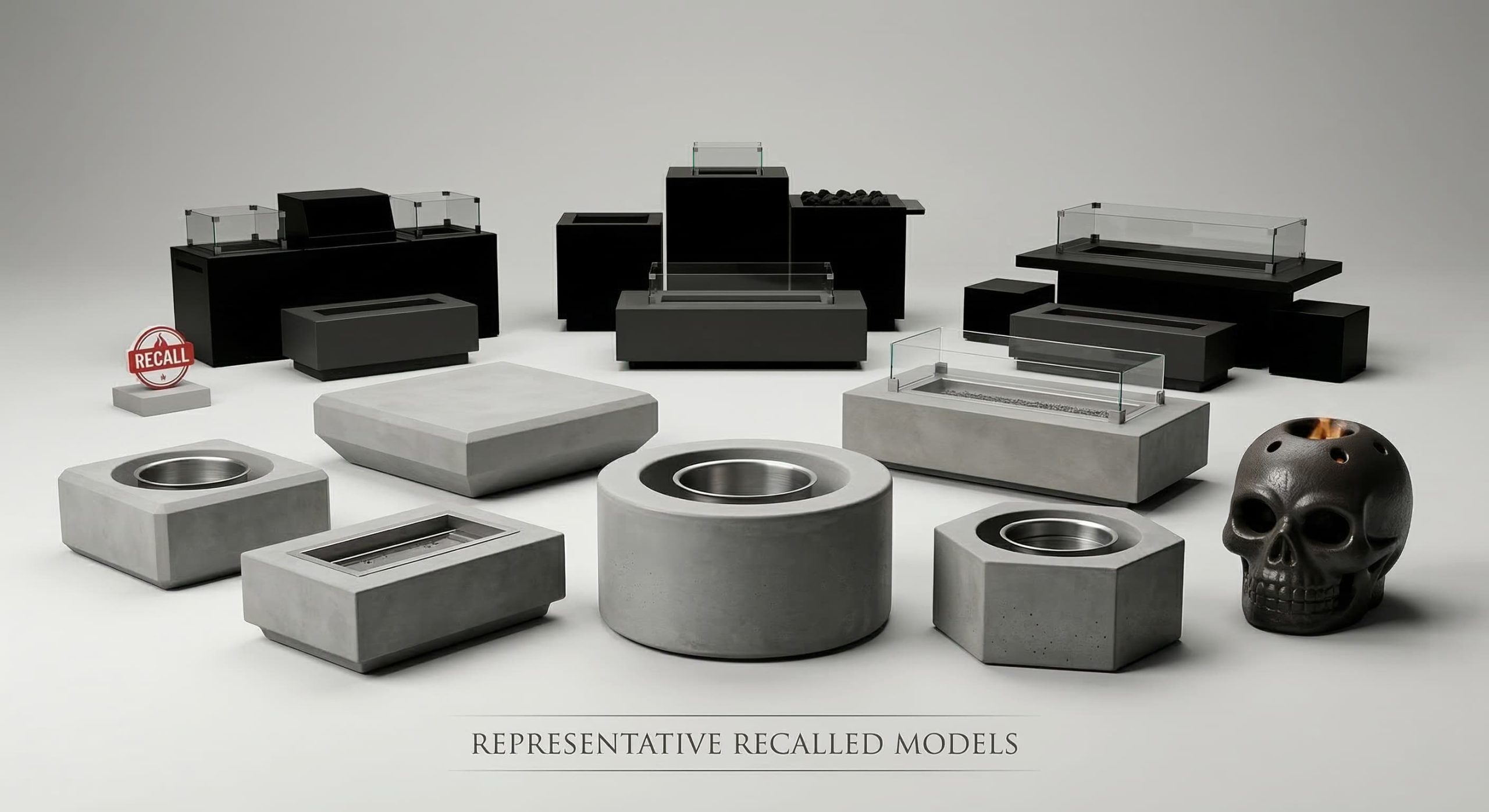 representative recalled models of defective fire pits, defective fire tables, and defective fire bowls